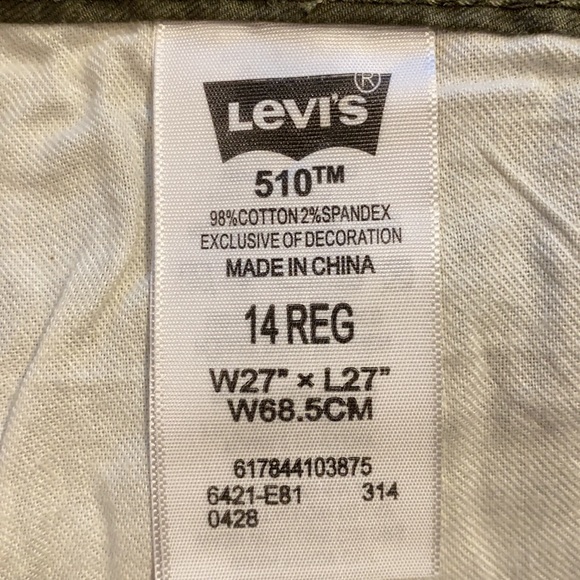 Levi’s 510 SZ 16 Girls Olive Haze Girls Skinny Pants New - Picture 6 of 9